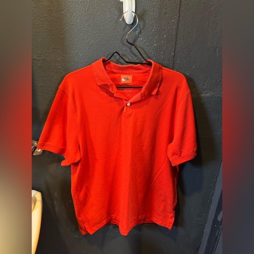 Nike Red Orange Polo Shirt Classic Design